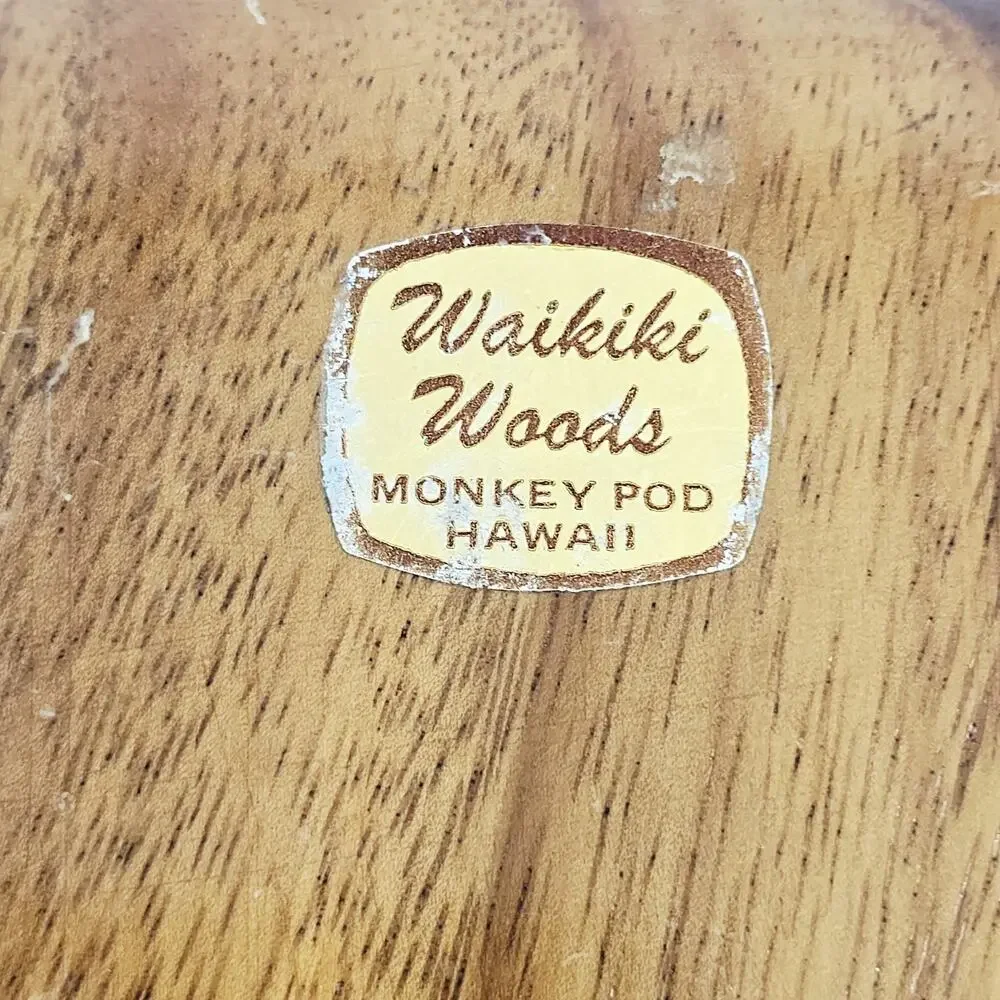 Waikiki Woods 2 Section Tray Monkey Pod Wood Made In Hawaii Vintage Retro Rare!